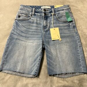 NEW Kancan High Rise Bermuda Shirts Blue Denim Cut Off Size 27 Womens 48277